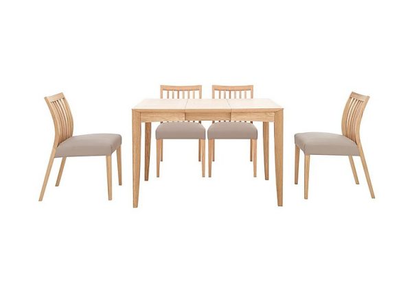 Duplex Small Extending Dining Table with 4 Low Slatted Back Chairs  Grey | Bed Sava