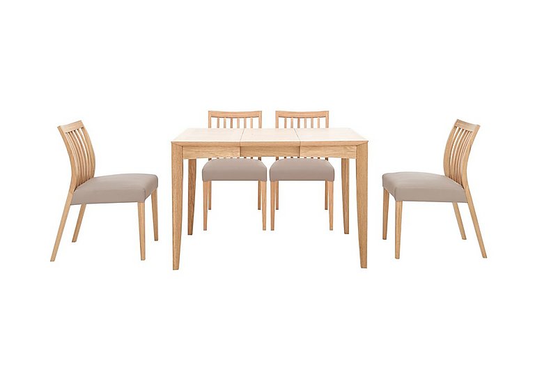 Duplex Small Extending Dining Table with 4 Low Slatted-Back Chairs - Grey
