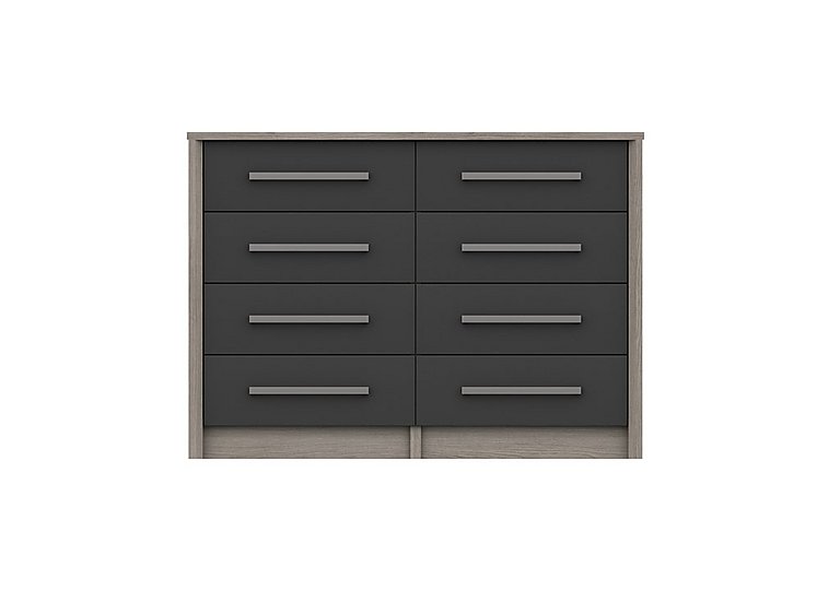 London Bedrooms - Euston 8 Drawer Wide Chest - Grey Oak/Graphite Gloss