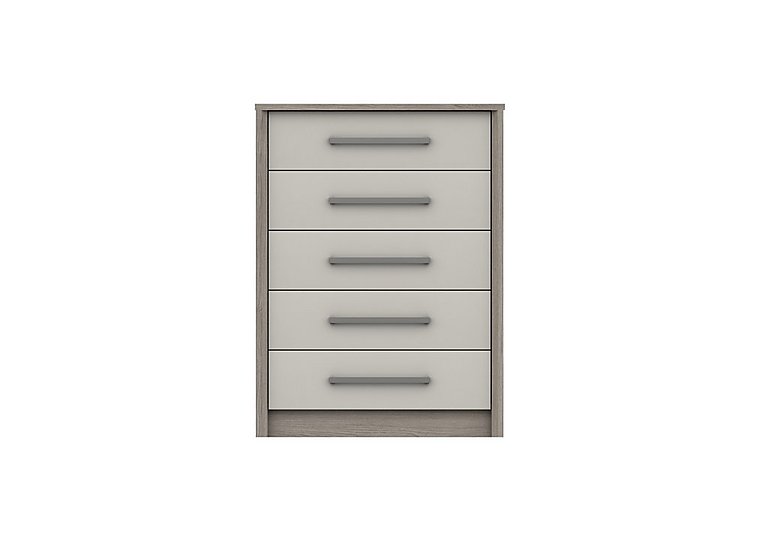 London Bedrooms - Euston 5 Drawer Chest - Grey Oak/White Grey Gloss