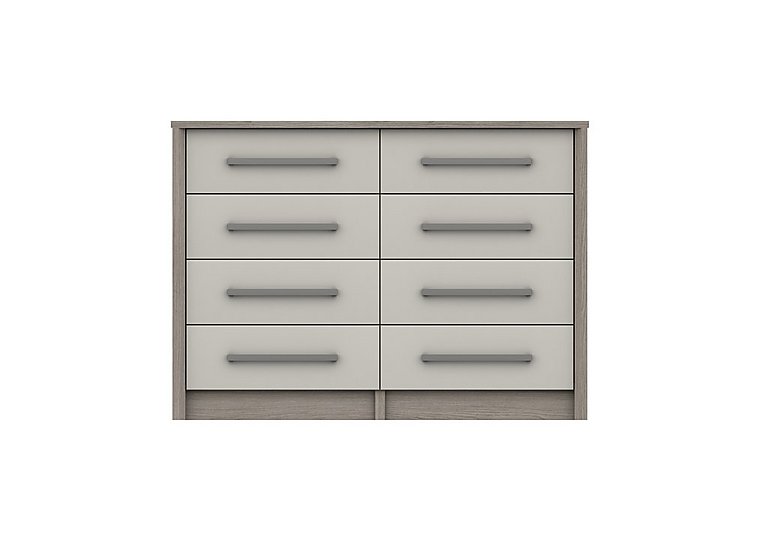 London Bedrooms - Euston 8 Drawer Wide Chest - Grey Oak/White Grey Gloss