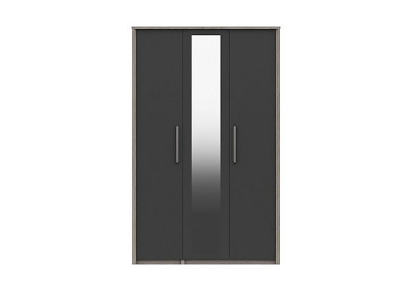London Bedrooms  Euston 3 Door Tall Wardrobe with Mirrors  Grey OakGraphite Gloss | Bed Sava