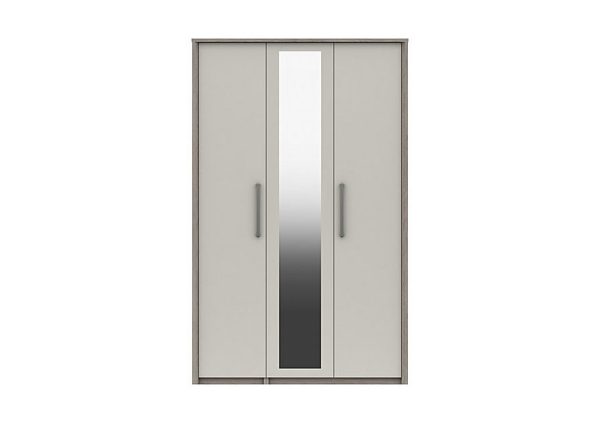 London Bedrooms  Euston 3 Door Tall Wardrobe with Mirrors  Grey OakWhite Grey Gloss | Bed Sava