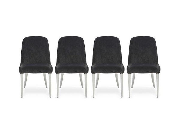 Gabana Set of 4 Velvet Dining Chairs  Charcoal | Bed Sava