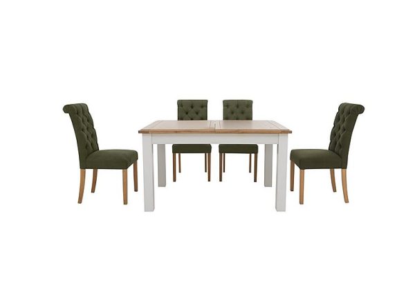 Furnitureland  Hamilton Rectangular Extending Dining Table and 4 Button Back Chairs  Forest | Bed Sava