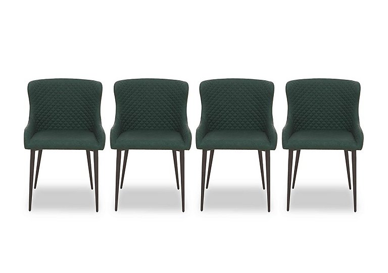 Hanoi Set of 4 Faux Leather Dining Chairs - Bottle Green