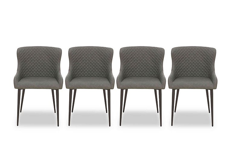 Hanoi Set of 4 Faux Leather Dining Chairs - Slate Grey