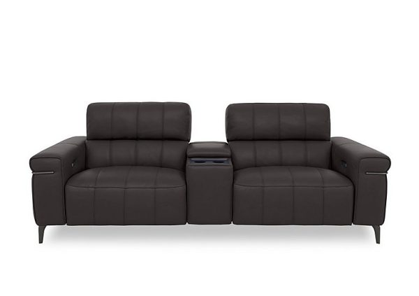 Homestage NC Leather 3 Seater Power Recliner Media Sofa with Console and Power Headrests | Bed Sava