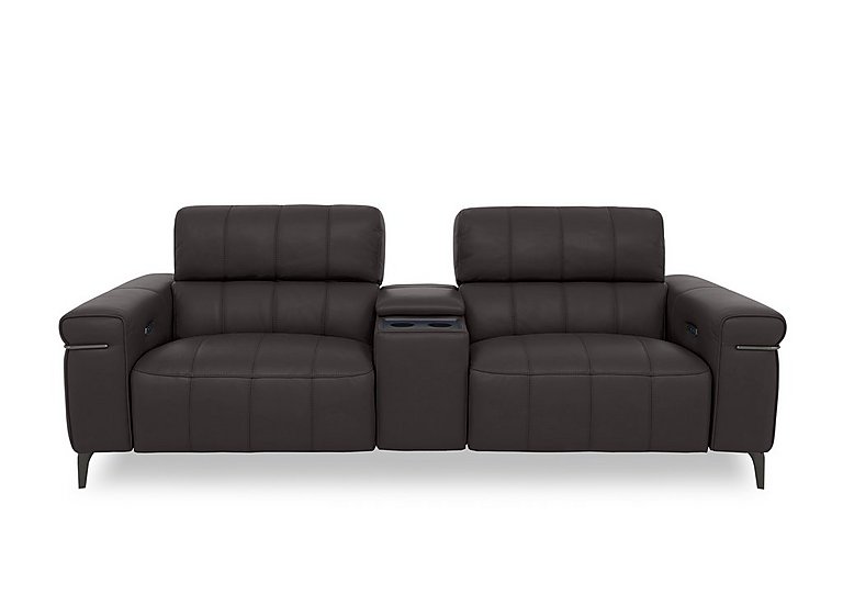 Homestage NC Leather 3 Seater Power Recliner Media Sofa with Console and Power Headrests