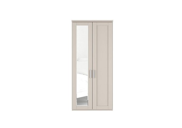 Wiemann  Kempton 2 Door Hinged Wardrobe with Left Door Mirror  Champagne | Bed Sava