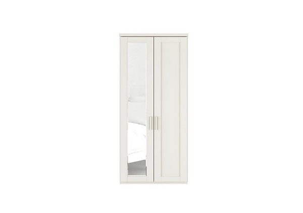 Wiemann  Kempton 2 Door Hinged Wardrobe with Left Door Mirror  White | Bed Sava