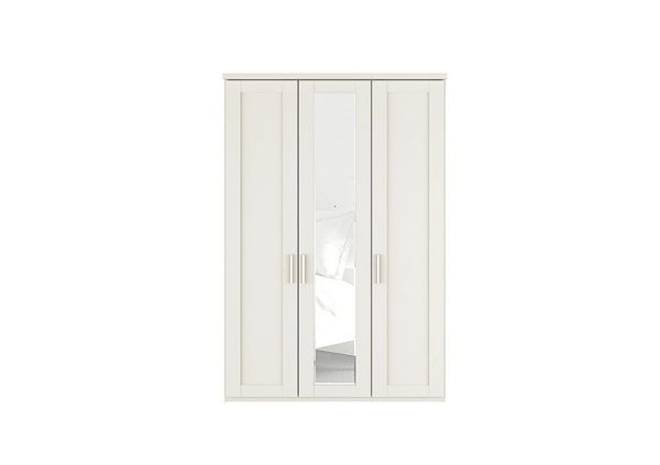 Wiemann  Kempton 3 Door Hinged Wardrobe with Mirror  White | Bed Sava