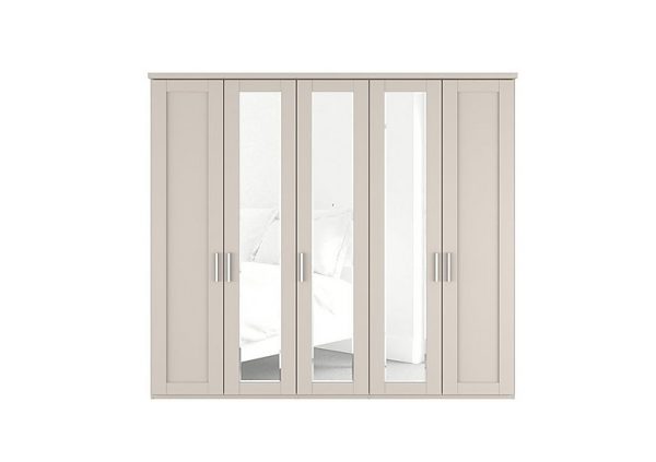 Wiemann  Kempton 5 Door Hinged Wardrobe with Mirrors  Champagne | Bed Sava