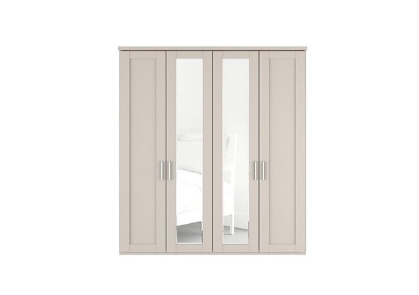 Wiemann  Kempton 4 Door Hinged Wardrobe with Mirrors  Champagne | Bed Sava