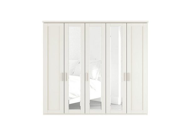 Wiemann  Kempton 5 Door Hinged Wardrobe with Mirrors  White | Bed Sava