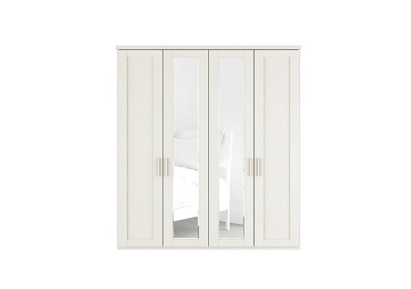 Wiemann  Kempton 4 Door Hinged Wardrobe with Mirrors  White | Bed Sava