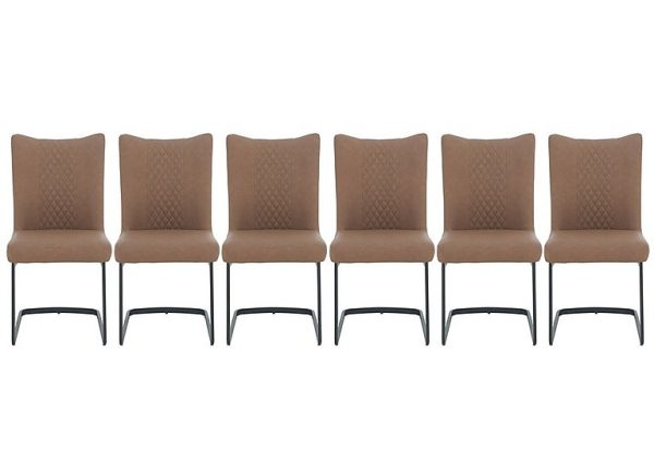 Bodahl  Loki Set of 6 Cantilever Dining Chairs  Brown | Bed Sava
