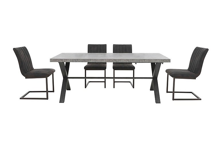 Moon Dining Table and 4 Cantilever Chairs Set - 190-cm