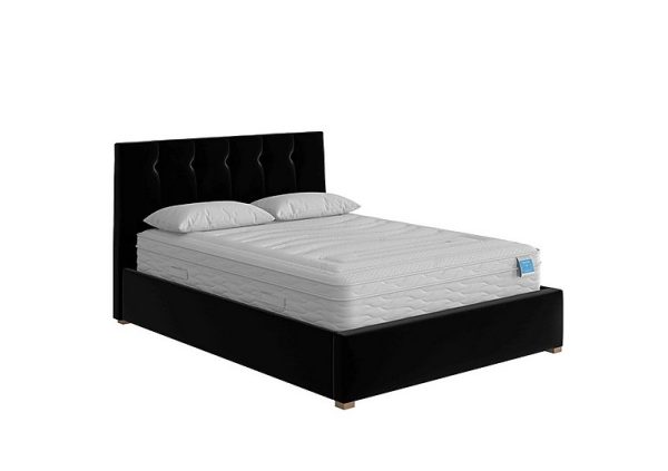 Noah Ottoman Bed Frame  King Size  Plush Velvet Ebony | Bed Sava