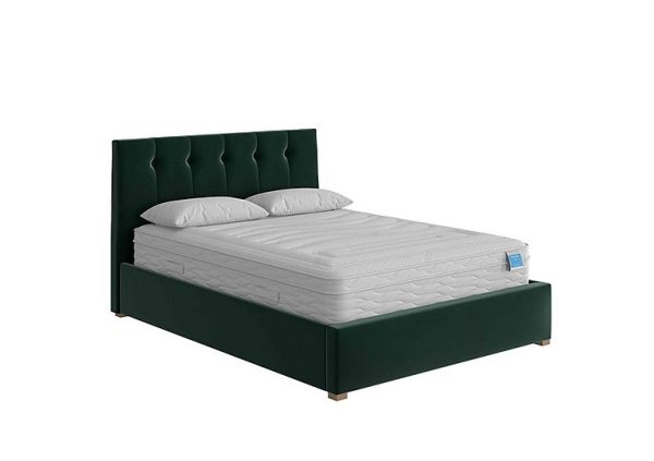Noah Ottoman Bed Frame  Double  Plush Velvet Forest Green | Bed Sava