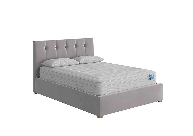 Noah Ottoman Bed Frame - King Size - Plush Velvet Light Silver