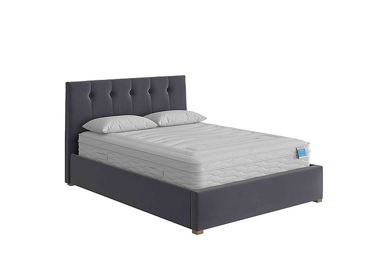 Noah Ottoman Bed Frame - King Size - Plush Velvet Steel