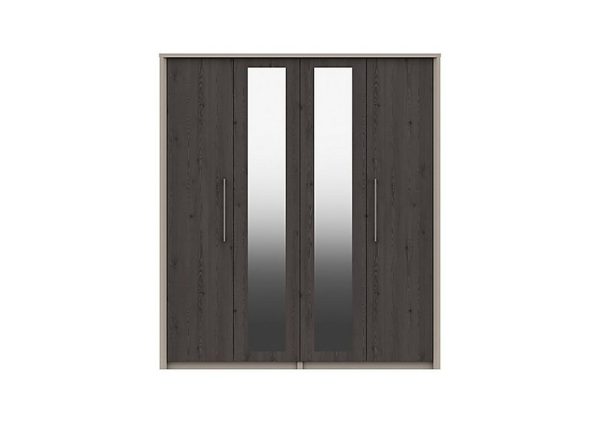 London Bedrooms  Paddington 4 Door Wardrobe with Mirrors  Anthracite | Bed Sava