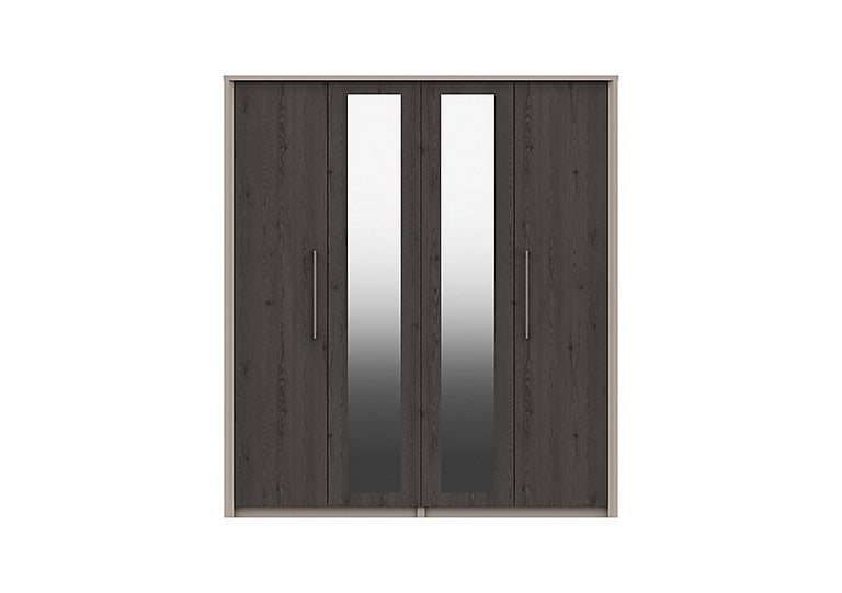 London Bedrooms  Paddington 4 Door Wardrobe with Mirrors  Anthracite | Bed Sava
