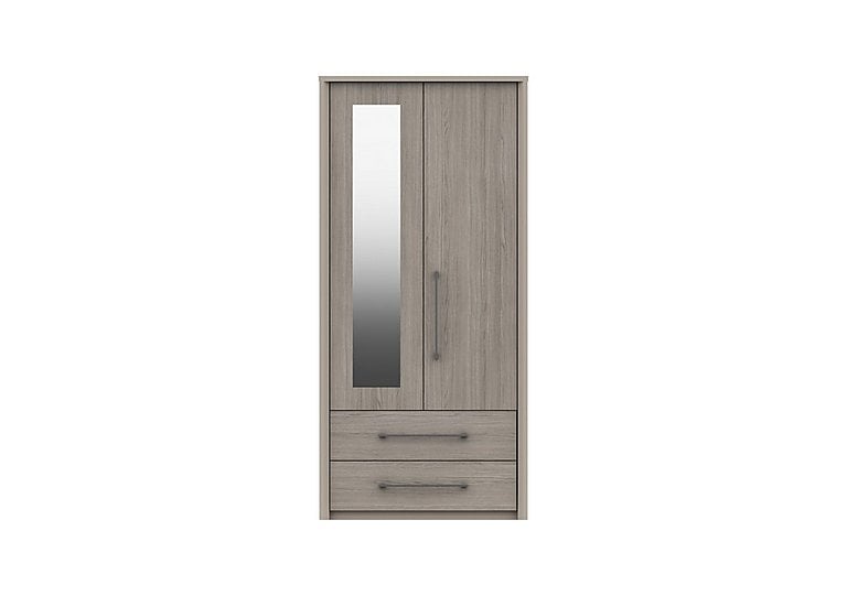 London Bedrooms  Paddington 2 Door 2 Drawer Wardrobe with Mirror  Grey Oak | Bed Sava