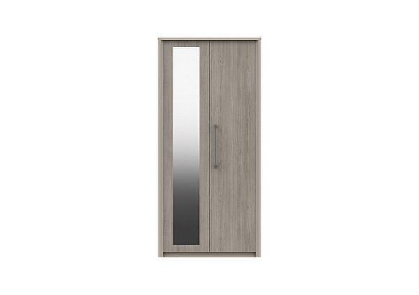 London Bedrooms  Paddington 2 Door Wardrobe with Mirror  Grey Oak | Bed Sava