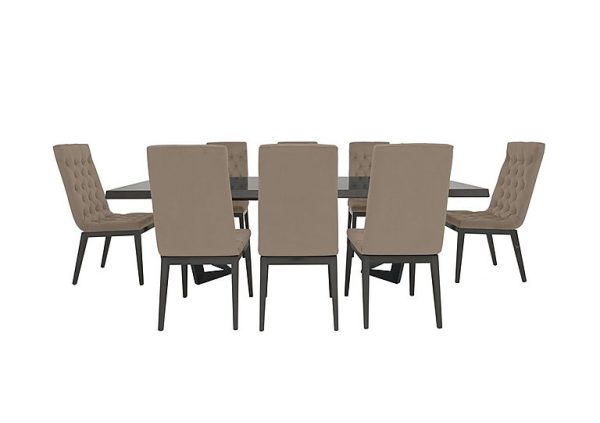 Palazzo 200cm Extending Dining Table in Silver Birch with 8 Capitonne Buttoned Chairs  Aquos Taupe | Bed Sava