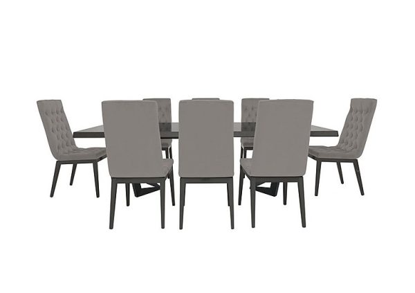 Palazzo 200cm Extending Dining Table in Silver Birch with 8 Capitonne Buttoned Chairs  Scarlet Silver | Bed Sava
