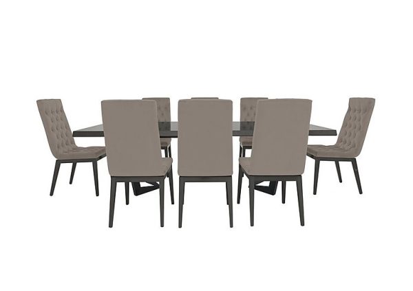 Palazzo 200cm Extending Dining Table in Silver Birch with 8 Capitonne Buttoned Chairs  Scarlet Taupe | Bed Sava