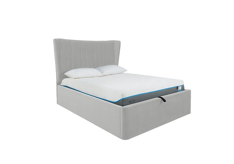 Roman Ottoman Bed Frame - Double - Velvet Silver