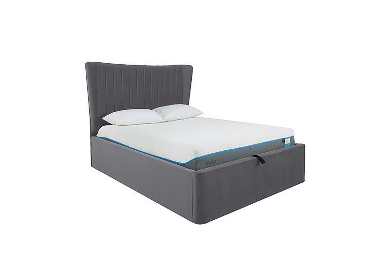 Roman Ottoman Bed Frame - Double - Velvet Steel