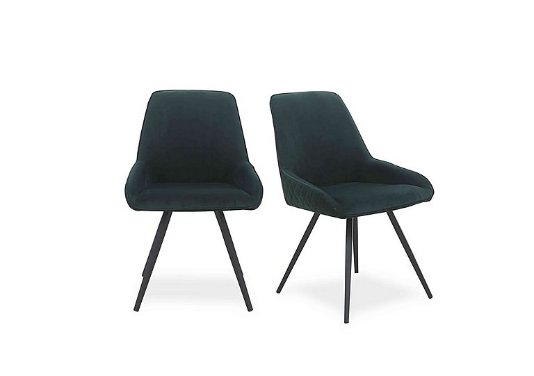 Saigon Pair of Green Velvet Dining Chairs - Forest