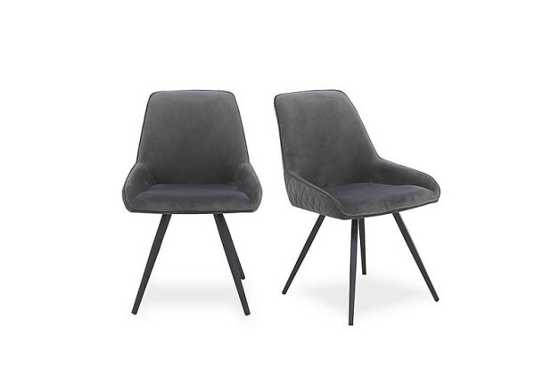 Saigon Pair of Velvet Dining Chairs  Granite | Bed Sava