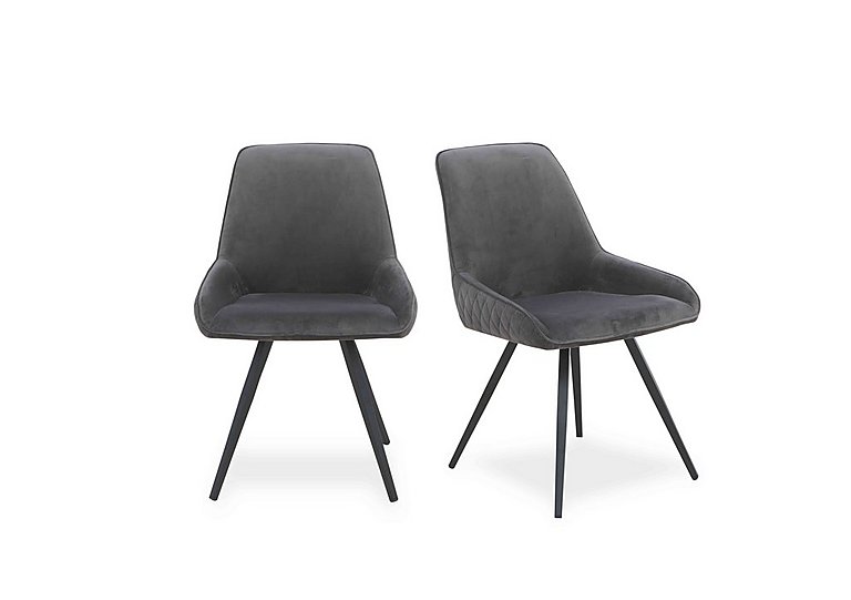 Saigon Pair of Velvet Dining Chairs - Granite