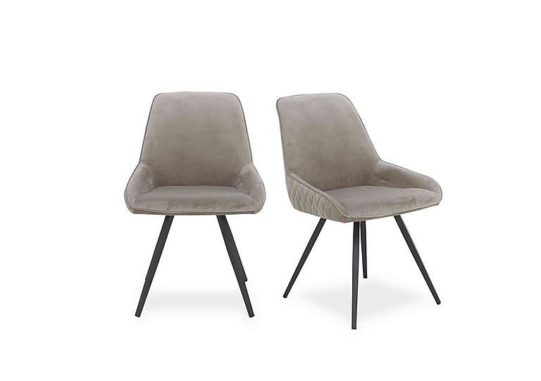 Saigon Pair of Taupe Velvet Dining Chairs - Taupe