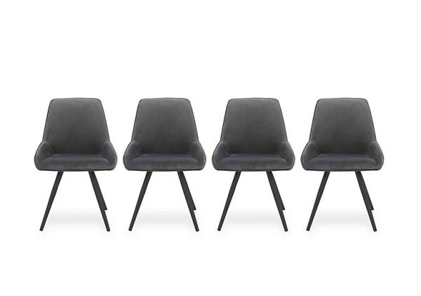Saigon Set of 4 Velvet Dining Chairs  Granite | Bed Sava