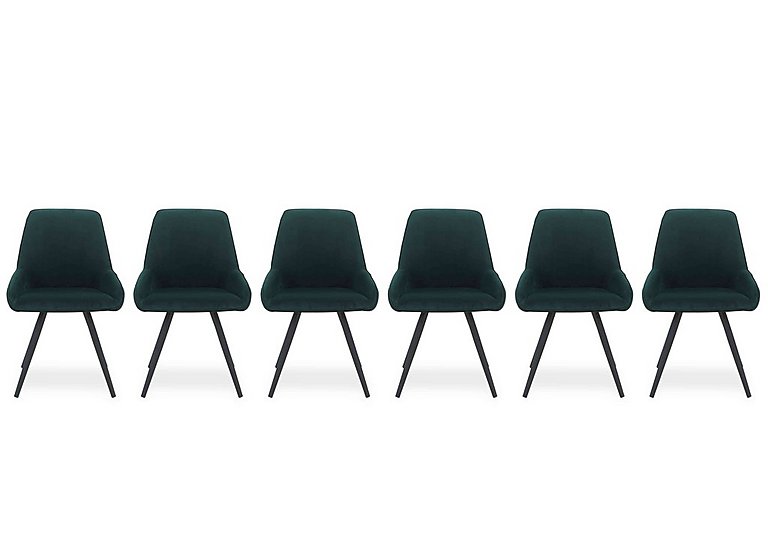 Saigon Set of 6 Green Velvet Dining Chairs - Forest