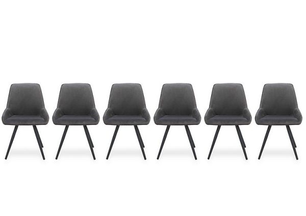 Saigon Set of 6 Velvet Dining Chairs  Granite | Bed Sava