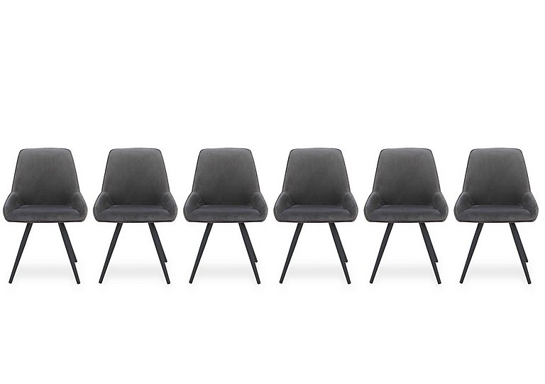 Saigon Set of 6 Velvet Dining Chairs - Granite