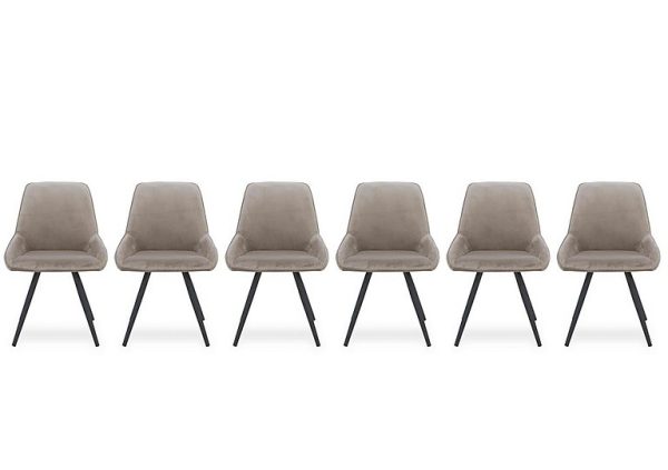 Saigon Set of 6 Taupe Velvet Dining Chairs  Taupe | Bed Sava