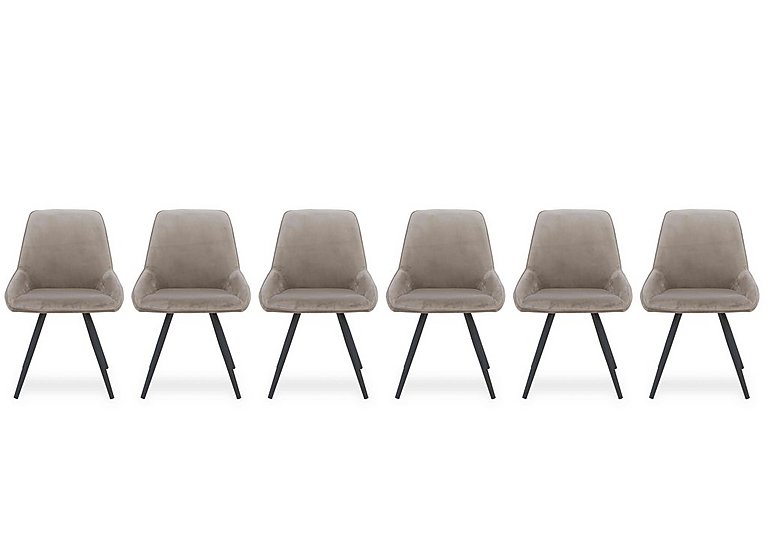 Saigon Set of 6 Taupe Velvet Dining Chairs - Taupe