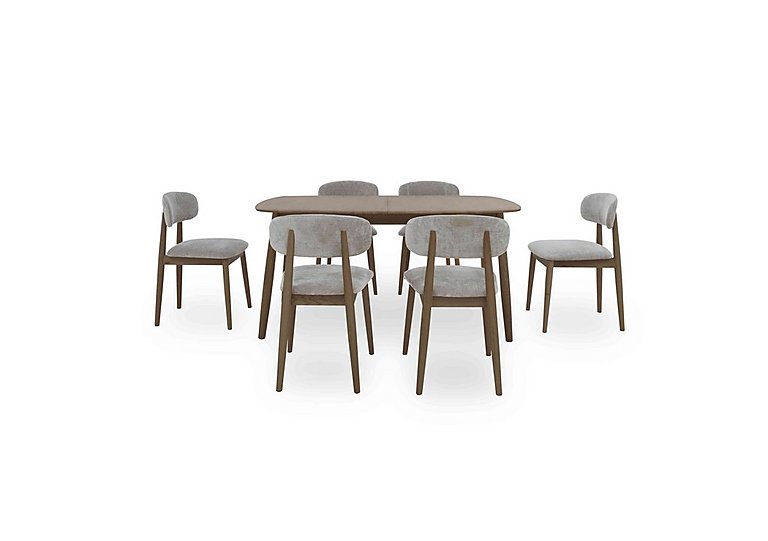 Stockholm Extending Dining Table with 6 Wooden Chairs - Dark Oak