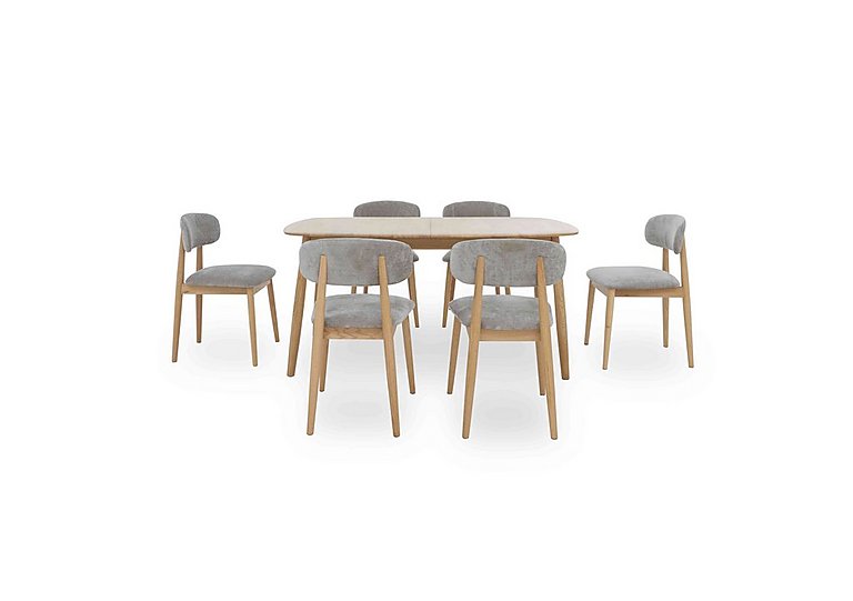 Stockholm Extending Dining Table with 6 Wooden Chairs - Light Oak