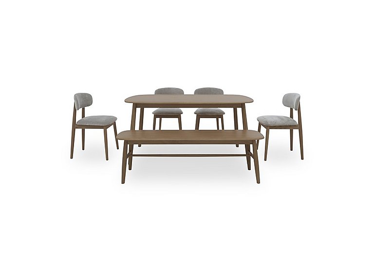 Stockholm Extending Dining Table with 4 Wooden Chairs and a Bench - Dark Oak