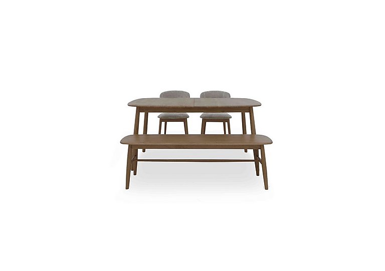 Stockholm Extending Dining Table with 2 Wooden Chairs and a Bench - Dark Oak