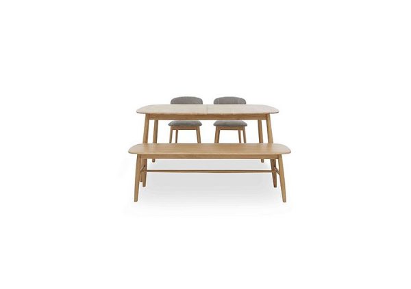 Stockholm Extending Dining Table with 2 Wooden Chairs and a Bench  Light Oak | Bed Sava